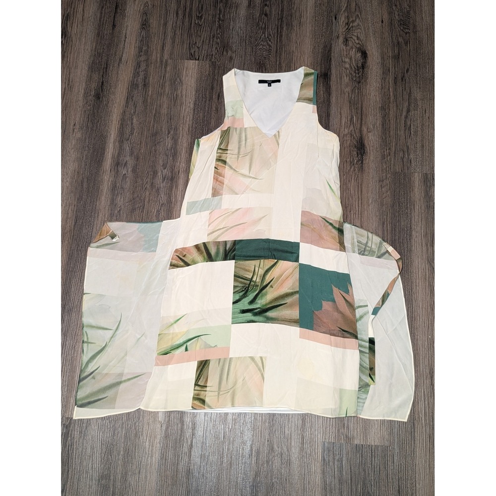 Tibi  Size 0 Dress V-Neck Patchwork Floral Print Silk Asymmetrical Wrap Dress‎